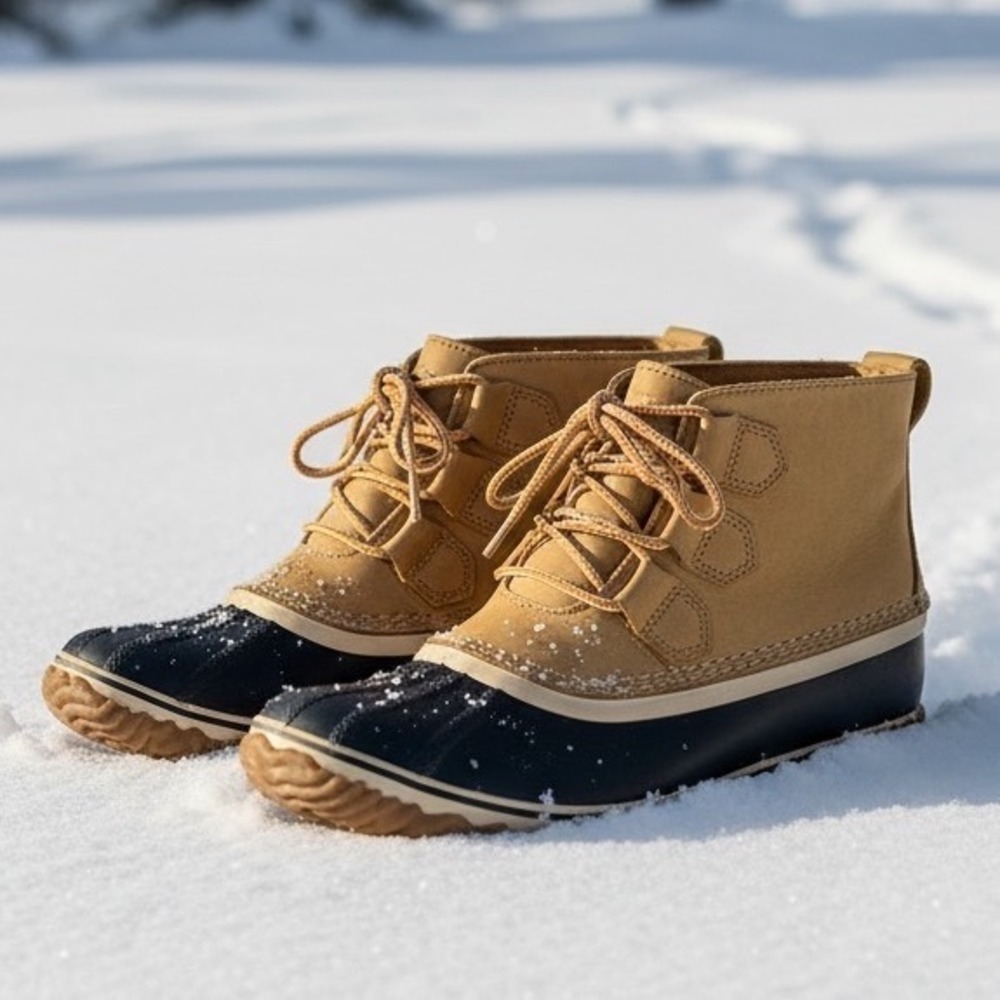 Sorel Slimpack II Lace Waterproof Duck Boots Elk Black NL2133-286 Womens 8.5